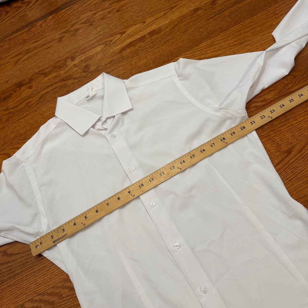 State & Liberty Button Down Dress Shirt Mens Medium Solid White Stretch Athletic - Picture 9 of 12